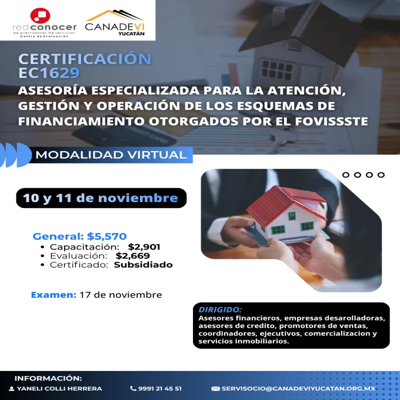 EC1629 Asesoría especializada para la atención, gestión y operación de los esquemas de financiamiento otorgados por FOVISSSTE